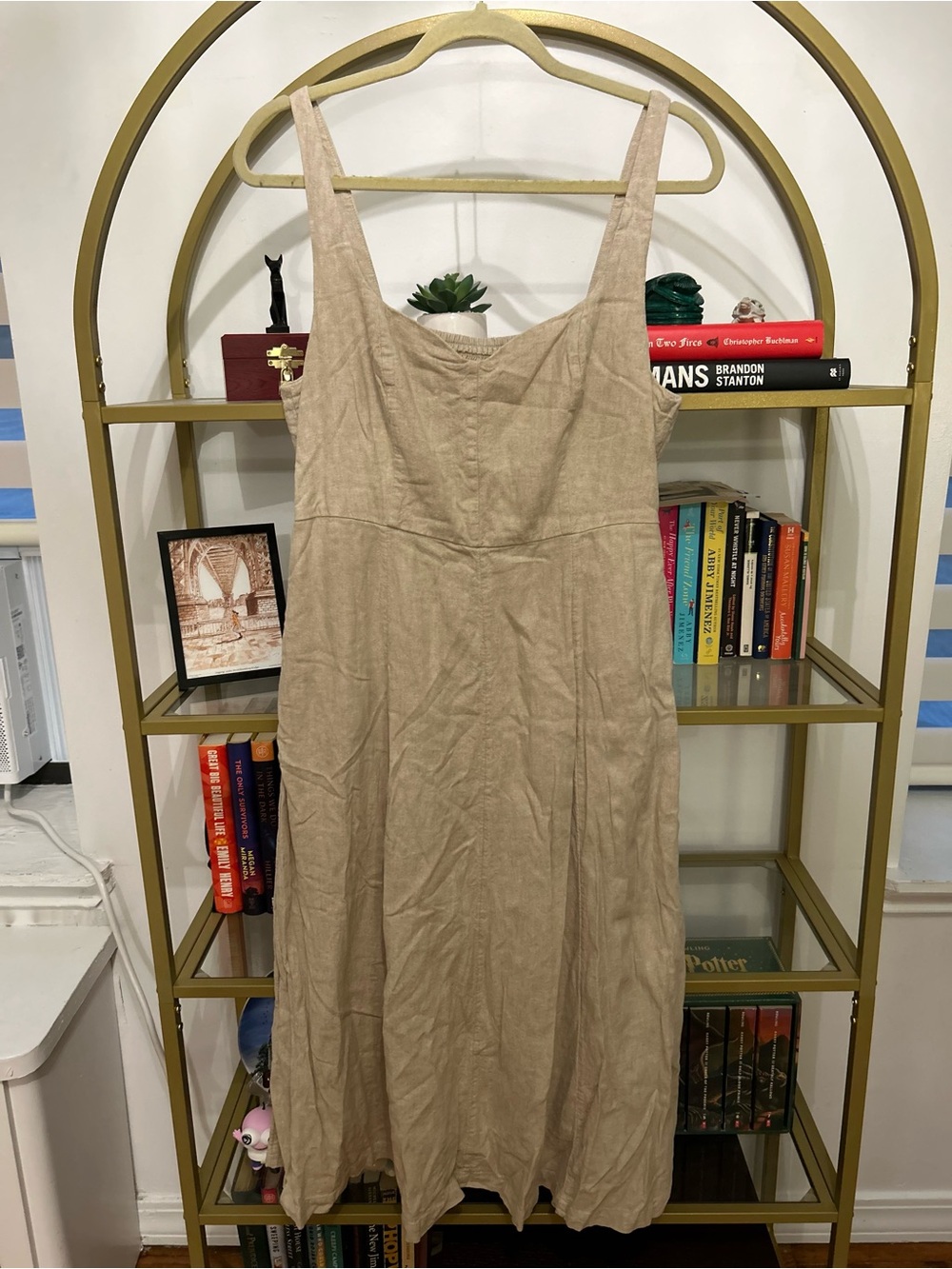 Sleeveless Linen-Blend Midi Dress